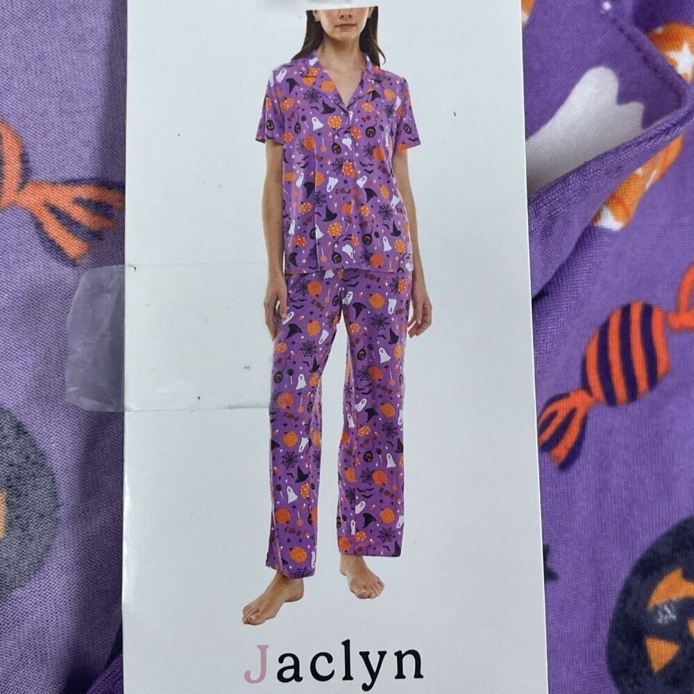 Jaclyn Womens 3-Piece Halloween Pajama Set Medium Purple d0296